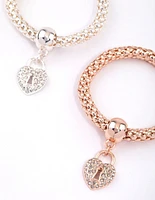 Kids Pop Diamante & Heart Chain Bracelet