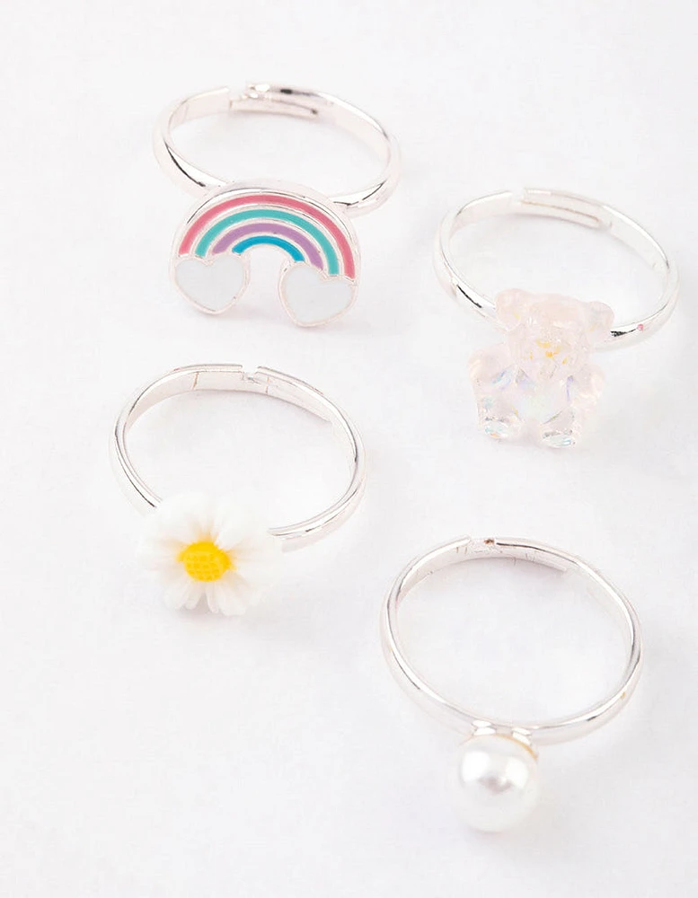 Kids Bear & Flower Ring 6-Pack