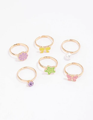 Kids Star & Bow Ring 6-Pack