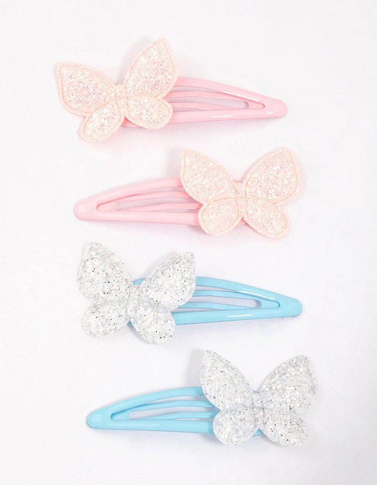 Kids Mixed Glitter Butterfly Hair Snaps 4-Pack