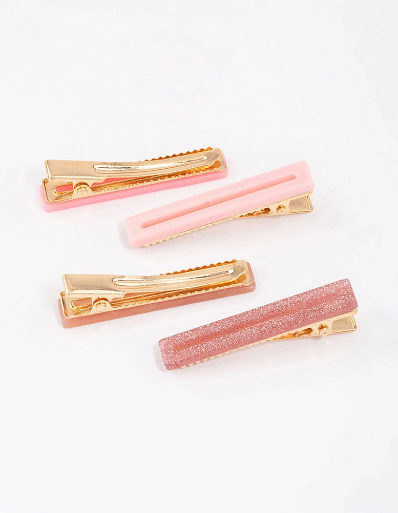 Kids Thin Rectangular Hair Clips 4-Pack