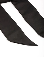 Black Fabric Rosette Long Scarf