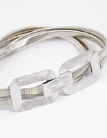 Silver Rectangle Buckle Stretch Belt