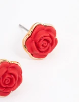 Gold Coated Rose Stud Earrings