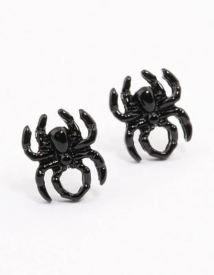 Black Small Spider Stud Earrings