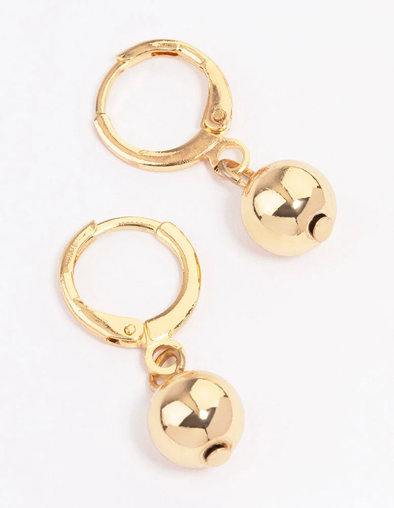 Gold Small Classic Ball Huggie Earrings