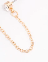 Gold Diamante & Heart Chain Earrings