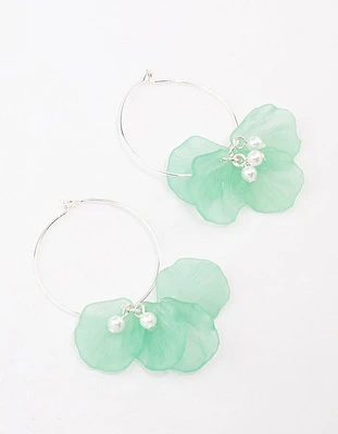 Mint Frosted Petal Hoop Earrings