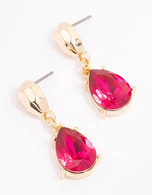 Pink Droplet Stone Drop Earrings