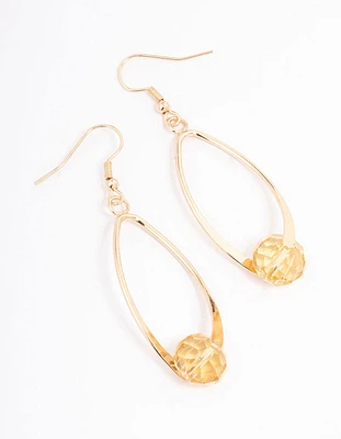 Bronze Twisted Oval Stone Drop Earrings