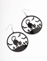 Grave & Cat Disc Drop Earrings