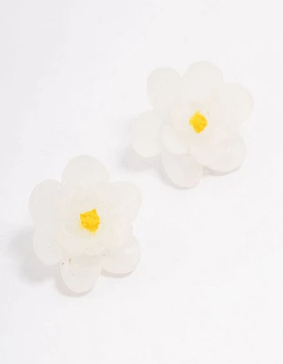 Frosted Flower Stud Earrings