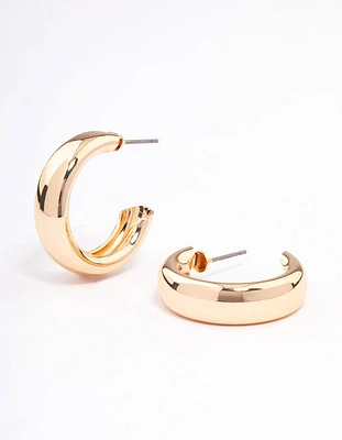 Gold Wide Rectangle Hoop Earrings