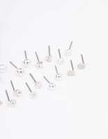 Silver Classic Pearl & Stone Earring 12-Pack