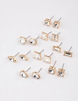 Gold Classic Mixed Stone Earrings 8-Pack