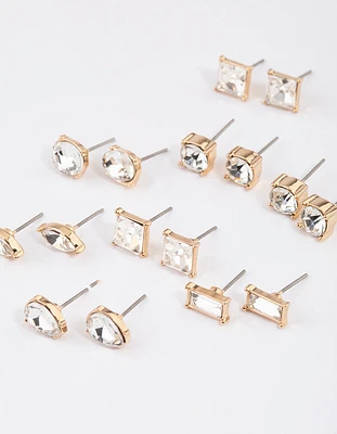 Gold Classic Mixed Stone Earrings 8-Pack