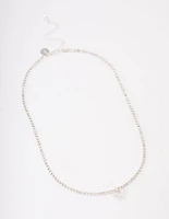 Silver Cupchain Diamante Butterfly Necklace