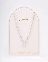 Silver Cupchain Diamante Butterfly Necklace