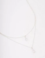 Silver Layered Dainty Diamante Short Necklace