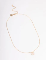 Gold Diamante Butterfly Necklace