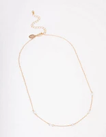 Gold Diamante Stone Chain Necklace