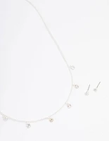 Silver Diamante Droplet Jewellery Set