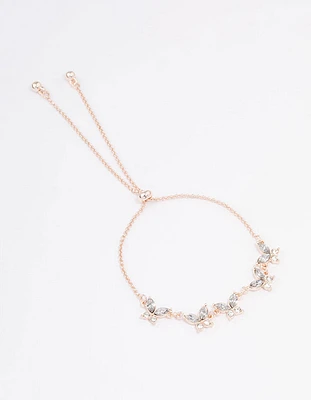 Rose Gold Diamante Butterfly Toggle Bracelet