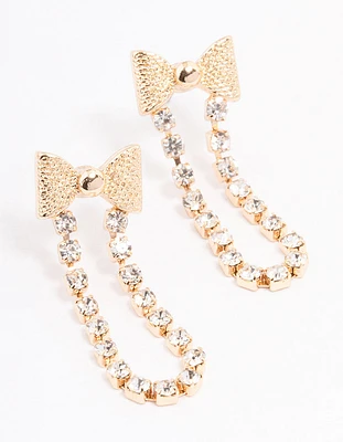 Diamante Cupchain Bow Stud Earrings