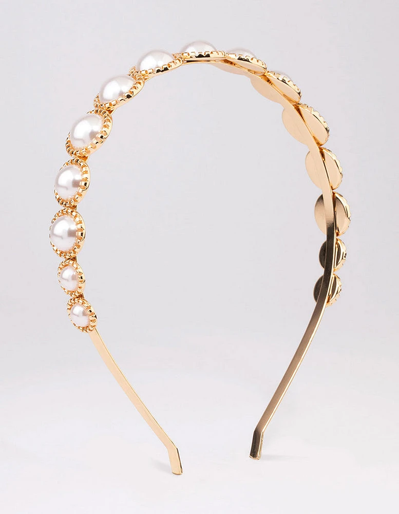 Gold Dome Pearl Headband