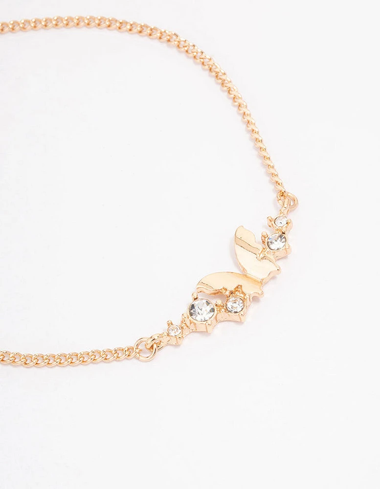 Gold Diamante Butterfly Bracelet Pack