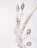 Silver Pearl & Diamante Headband