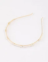 Gold Flower Pearl & Diamante Headband