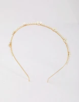 Gold Flower Pearl & Diamante Headband