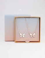 Mixed Metal Diamante Butterfly Necklace Pack