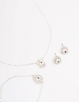 Silver Diamante Pear-Shaped Jewellery Set