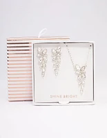 Silver Diamante Leaf Vine Jewellery Set