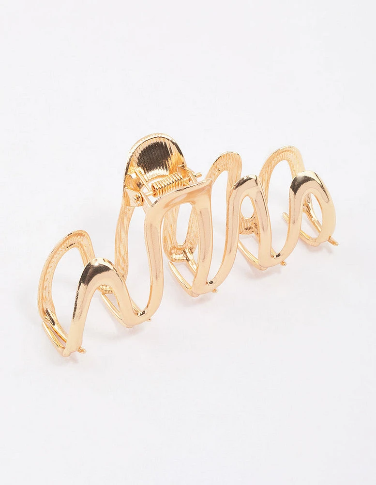 Gold Bold Wavy Hair Claw Clip