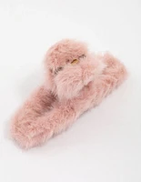 Pink Ultra Fluffy Hair Claw Clip