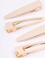 Gold Long Simple Hair Clips 4-Pack