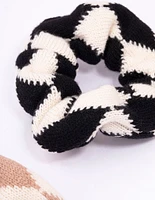 Fabric Knotted Checkered Hair Scrunchie 2-Pack