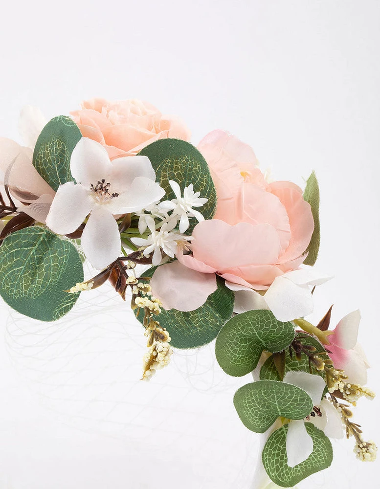 Fabric Flower & Veil Headband