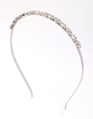 Silver Oval & Pearl Headband