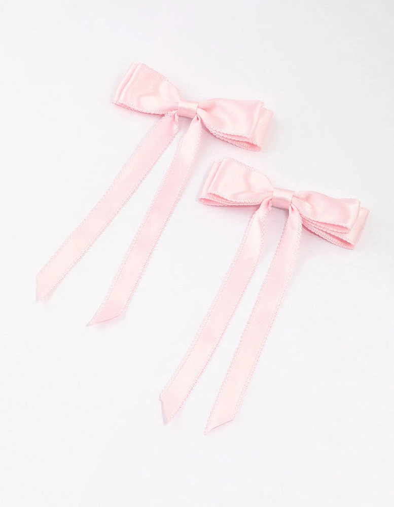 Pink Fabric Satin Scallop Hair Bows Pack