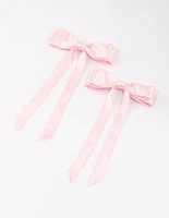 Pink Fabric Satin Scallop Hair Bows Pack