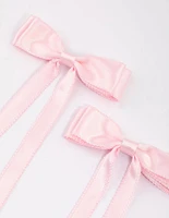 Pink Fabric Satin Scallop Hair Bows Pack