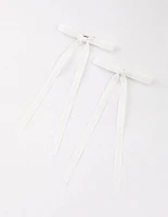 White Fabric Hair Bows Pack