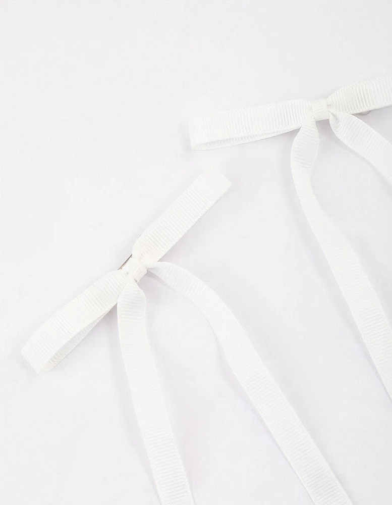 White Fabric Hair Bows Pack