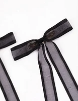 Black Fabric Border Organza Bow Hair Clip Pack