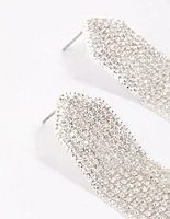 Silver Multi Chain Pointed Drop Earrings
