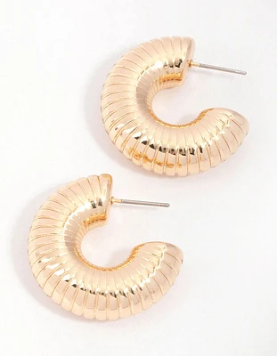 Gold Springy Hoop Earrings